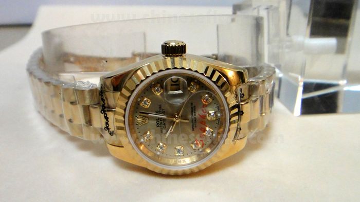 All Gold Replica Rolex Ladies Datejust Watch Diamond Face